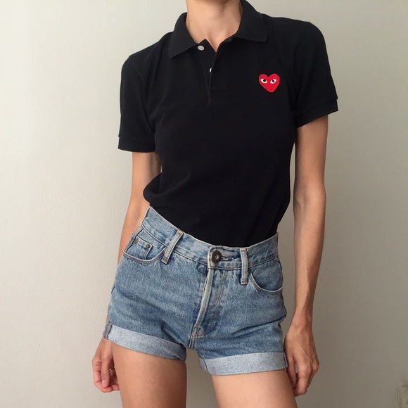 Comme des Garçons Heart Embroidery Polo Shirt Small - Picture 7 of 7